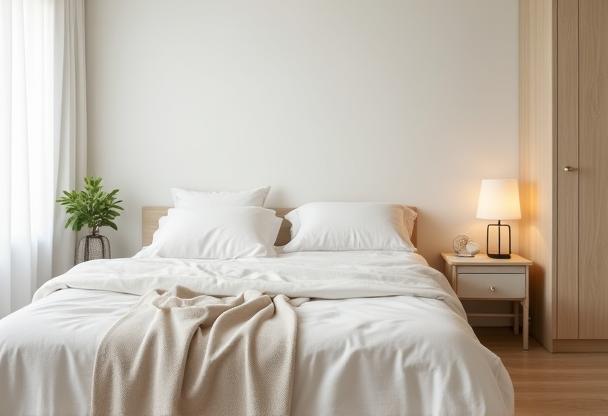 Tidy bedroom after cleaning